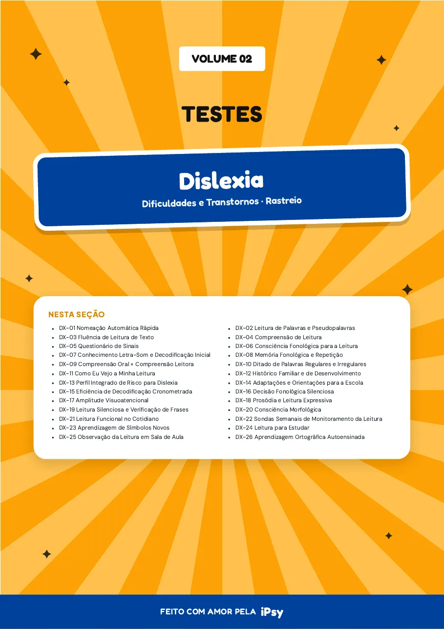 Página de abertura da seção de dislexia do Volume 02