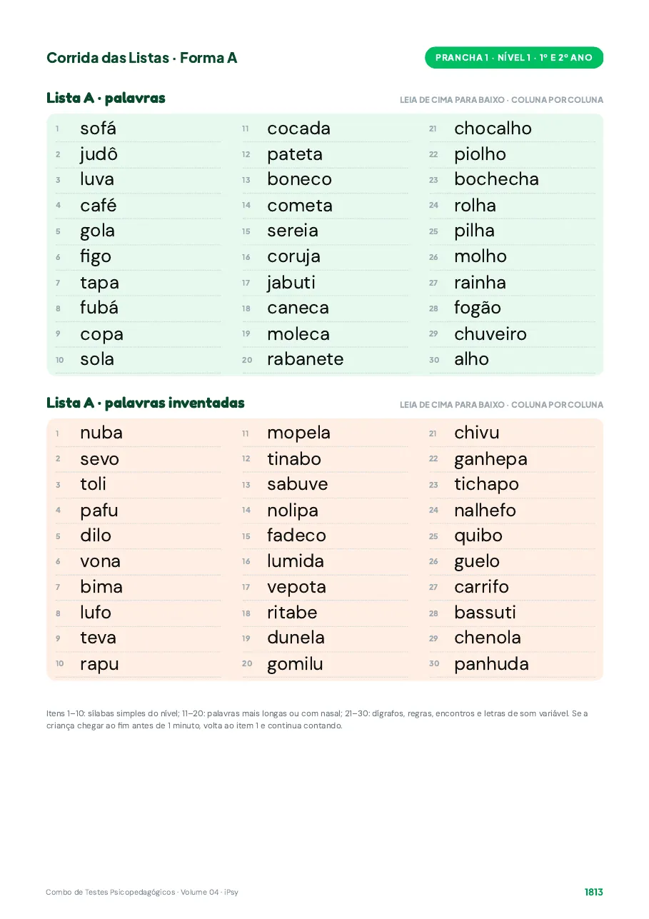 Prancha para imprimir da atividade Corrida das Listas