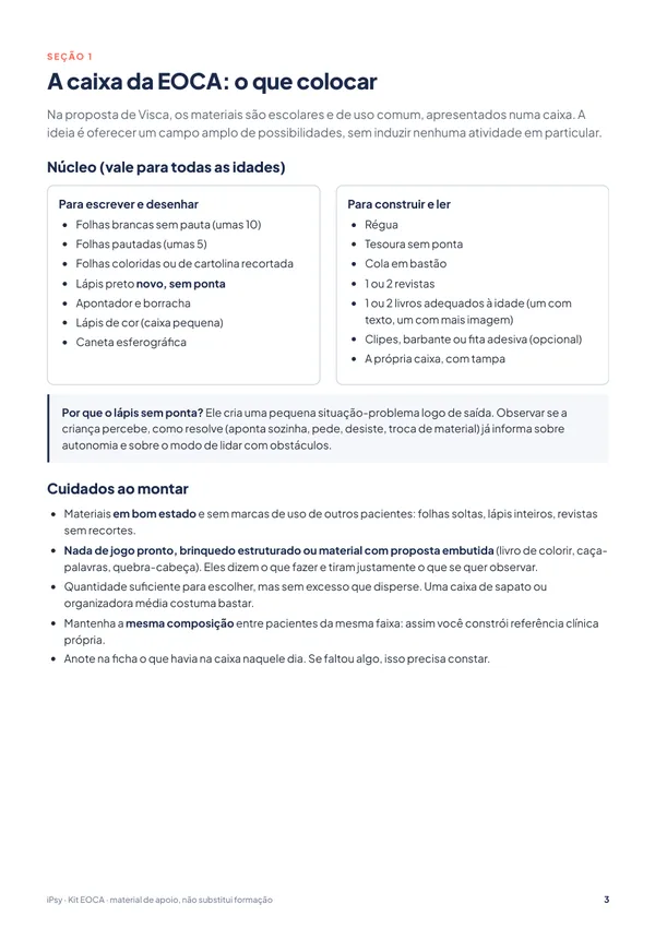 Kit EOCA: da caixa ao relatório: A caixa por faixa etária