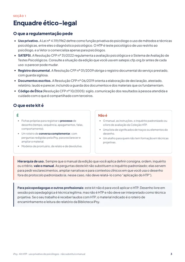 Kit HTP: observar, perguntar, registrar: Enquadre ético-legal