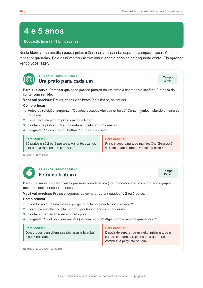 Brincadeiras de 4 e 5 anos