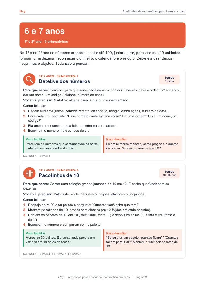 Brincadeiras de 6 e 7 anos
