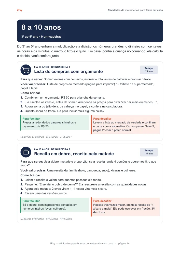 Brincadeiras de 8 a 10 anos