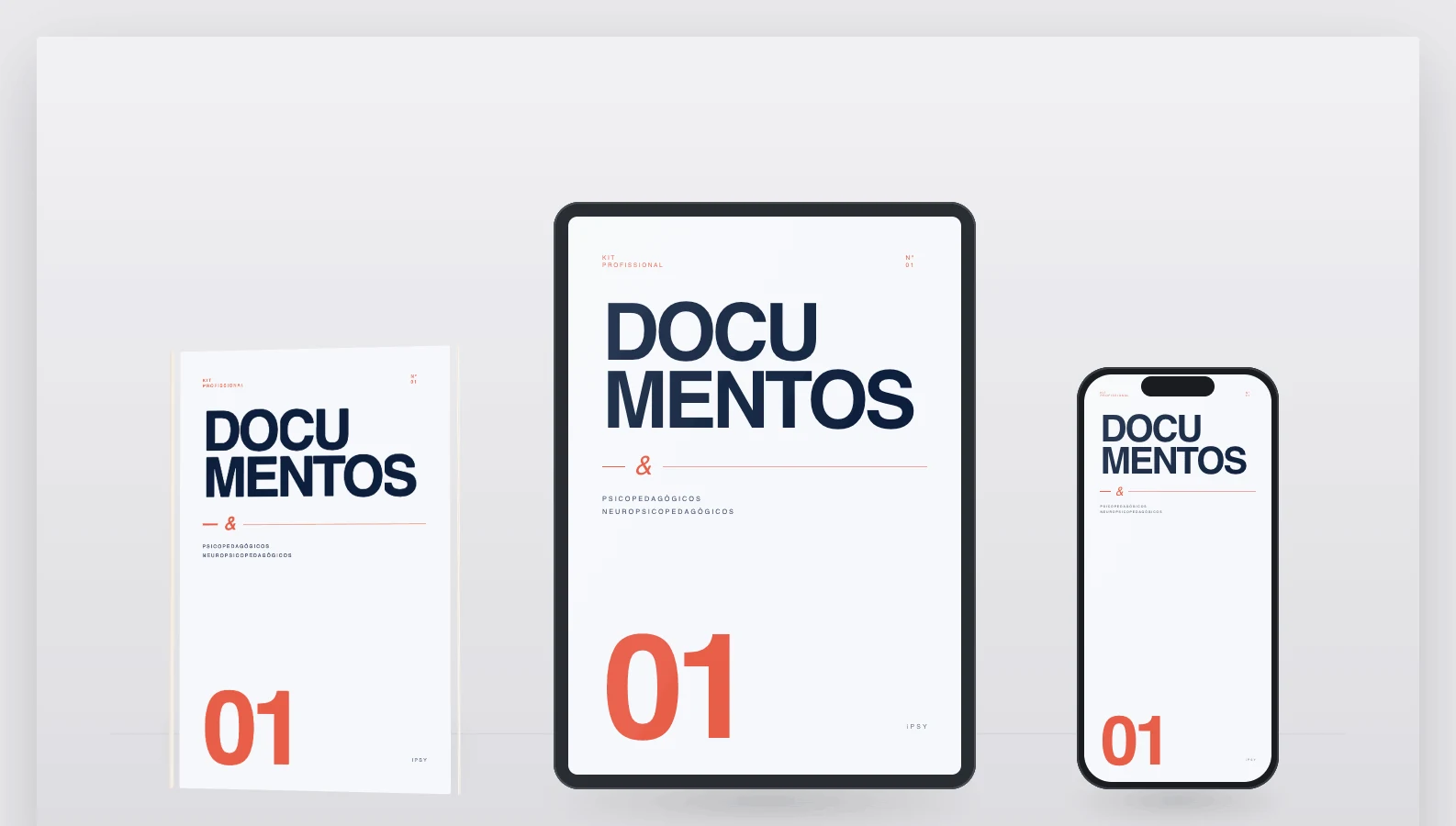 Kit de Documentos Psicopedagógicos em livro, tablet e celular